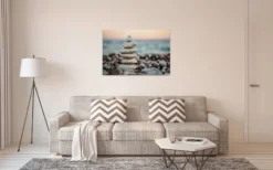 Leinwandbild Steinpyramide, verschiedene Grautöne, 90x60 cm DD120322