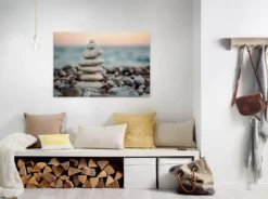 Leinwandbild Steinpyramide, verschiedene Grautöne, 90x60 cm DD120322
