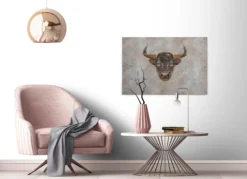Leinwandbild Stierkopf, grau, 90x60 cm DD120443