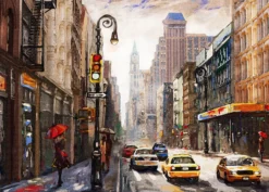 Leinwandbild Straßenszene, braun, 70x50 cm DD123079