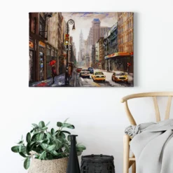 Leinwandbild Straßenszene, braun, 70x50 cm DD123079