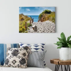 Leinwandbild Strand, blau, 70x50 cm DD123033