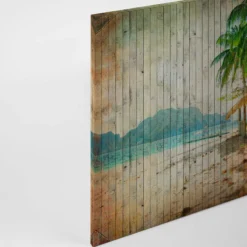 Leinwandbild Strandhütte, grün, 90x60 cm DD120455