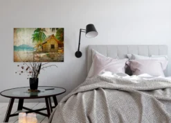 Leinwandbild Strandhütte, grün, 90x60 cm DD120455