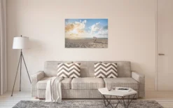 Leinwandbild Strandkorb, blau, 90x60 cm DD120315