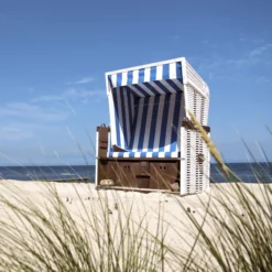 Leinwandbild Strandkorb, blau, 50x50 cm DD123275