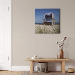 Leinwandbild Strandkorb, blau, 50x50 cm DD123275