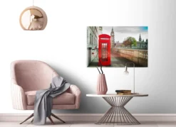 Leinwandbild Telefonzelle, rot, 90x60 cm DD120330
