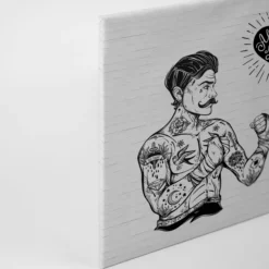 Leinwandbild Tätowierte Boxer, schwarz, 90x60 cm DD120369