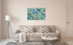 Leinwandbild Vögel, blau, 90x60 cm DD120354