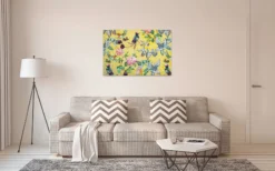 Leinwandbild Vögel, gelb, 90x60 cm DD120348