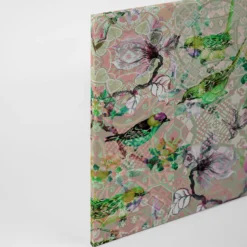 Leinwandbild Vögel, grün, 90x60 cm DD120353