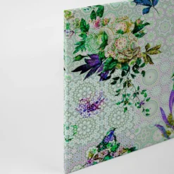 Leinwandbild Vögel und Blumen, grün, 90x60 cm DD120346