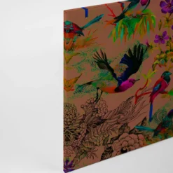 Leinwandbild Vögel und tropische Pflanzen, mehrfarbig, 90x60 cm DD120345