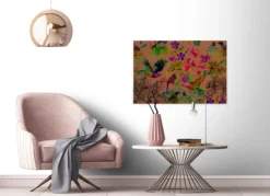 Leinwandbild Vögel und tropische Pflanzen, mehrfarbig, 90x60 cm DD120345