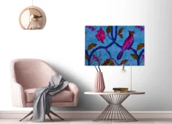 Leinwandbild Vogel, blau, 90x60 cm DD120468