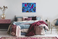 Leinwandbild Vogel, blau, 90x60 cm DD120468