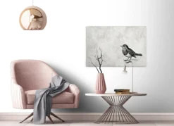 Leinwandbild Vogel, grau, 90x60 cm DD120367