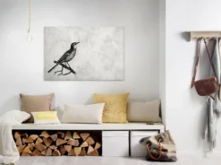 Leinwandbild Vogel, grau, 90x60 cm DD120366