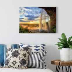 Leinwandbild Wasserfall, orange, 70x50 cm DD123030