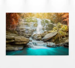 Leinwandbild Wasserfall, türkis, 90x60 cm DD120318