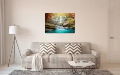 Leinwandbild Wasserfall, türkis, 90x60 cm DD120318