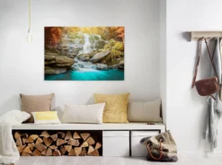 Leinwandbild Wasserfall, türkis, 90x60 cm DD120318