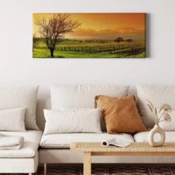 Leinwandbild Weinberg, orange, 100x40 cm DD123205