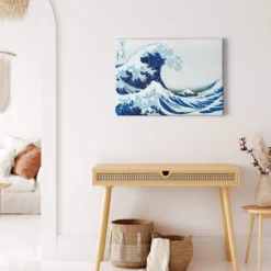 Leinwandbild Welle Hokusai, blau, 70x50 cm DD123062