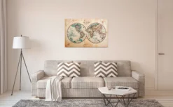 Leinwandbild Weltkarte, beige, 90x60 cm DD120339