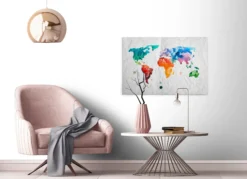 Leinwandbild Weltkarte, blau, 90x60 cm DD120337