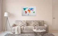 Leinwandbild Weltkarte, blau, 90x60 cm DD120337