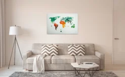 Leinwandbild Weltkarte, grün, 90x60 cm DD120338