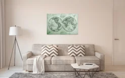 Leinwandbild Weltkarte, grün, 90x60 cm DD120340