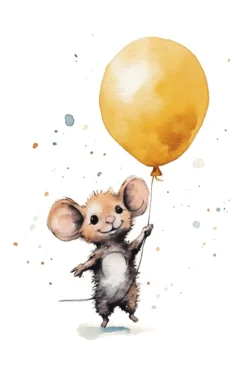 Leinwand Cute Mouse Yellow 30 x 45 cm