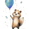 Leinwand Cute Raccoon Blue 30 x 45 cm