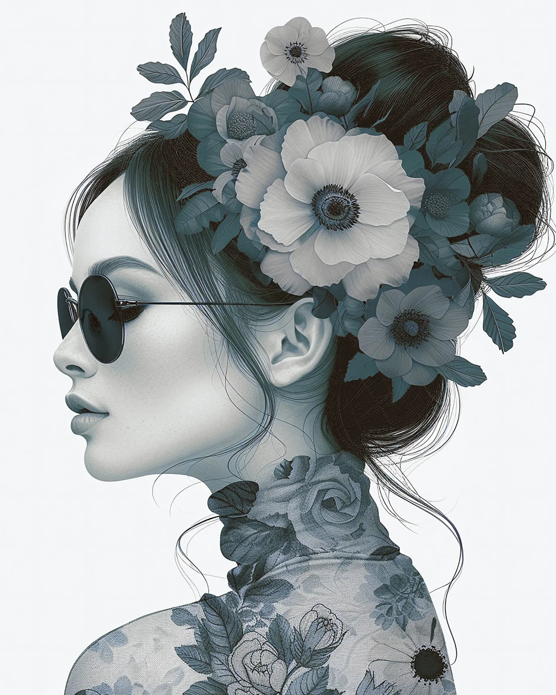 Leinwand Flowergirl Blue 40 x 50 cm