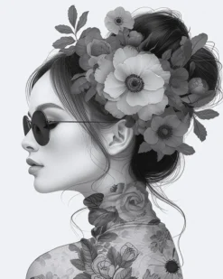 Leinwand Flowergirl Grey 40 x 50 cm