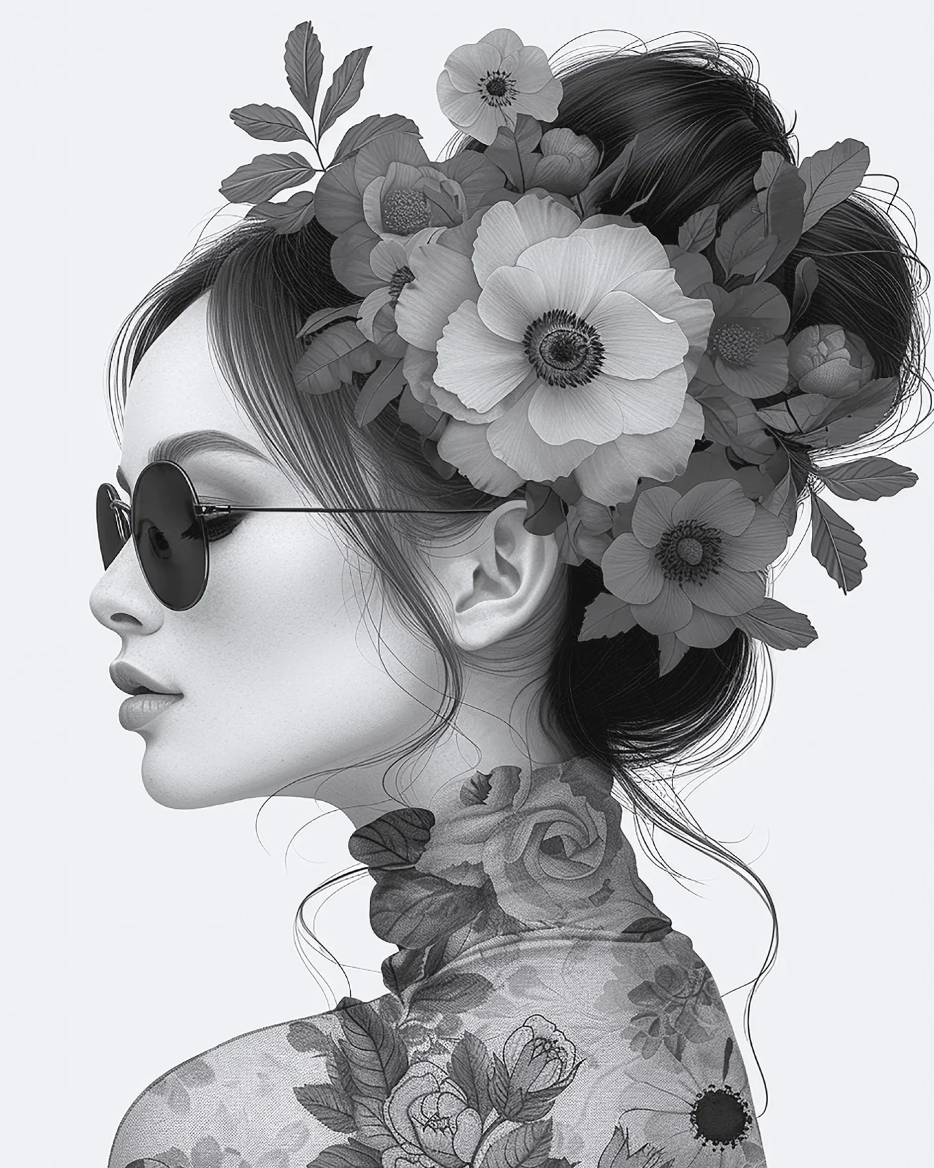 Leinwand Flowergirl Grey 40 x 50 cm