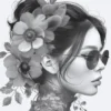 Leinwand Flowergirl Grey 40 x 50 cm