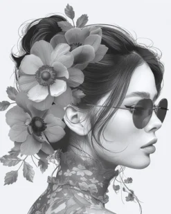 Leinwand Flowergirl Grey 40 x 50 cm