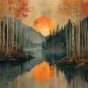 Leinwand Sunset In The Woods 30 x 30 cm
