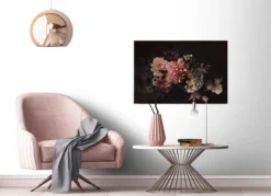 Livingwalls Leinwand, Blumenarrangement, schwarz, rosa DD120253