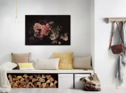 Livingwalls Leinwand, Blumenarrangement, schwarz, rosa DD120253