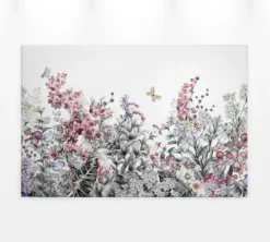 Livingwalls Leinwand, Blumen, Schmetterlinge, 90x60 cm DD120259