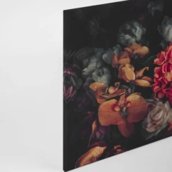 Livingwalls Leinwand, Blumen, schwarz, orange DD120251