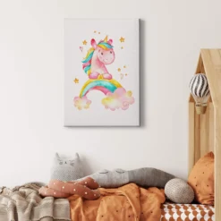 Livingwalls Leinwand, Einhorn, Regenbogen, 50x70 cm DD123185