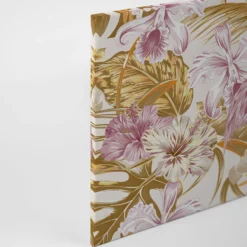 Livingwalls Leinwand, Flamingos, Tropische Blumen und Blätter, 90x60 cm DD120266