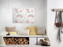 Livingwalls Leinwand, Flamingo, rosa, grau DD120270