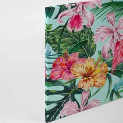 Livingwalls Leinwand, Flamingo, Tropische Pflanzen und Blumen, 90x60 cm DD120265